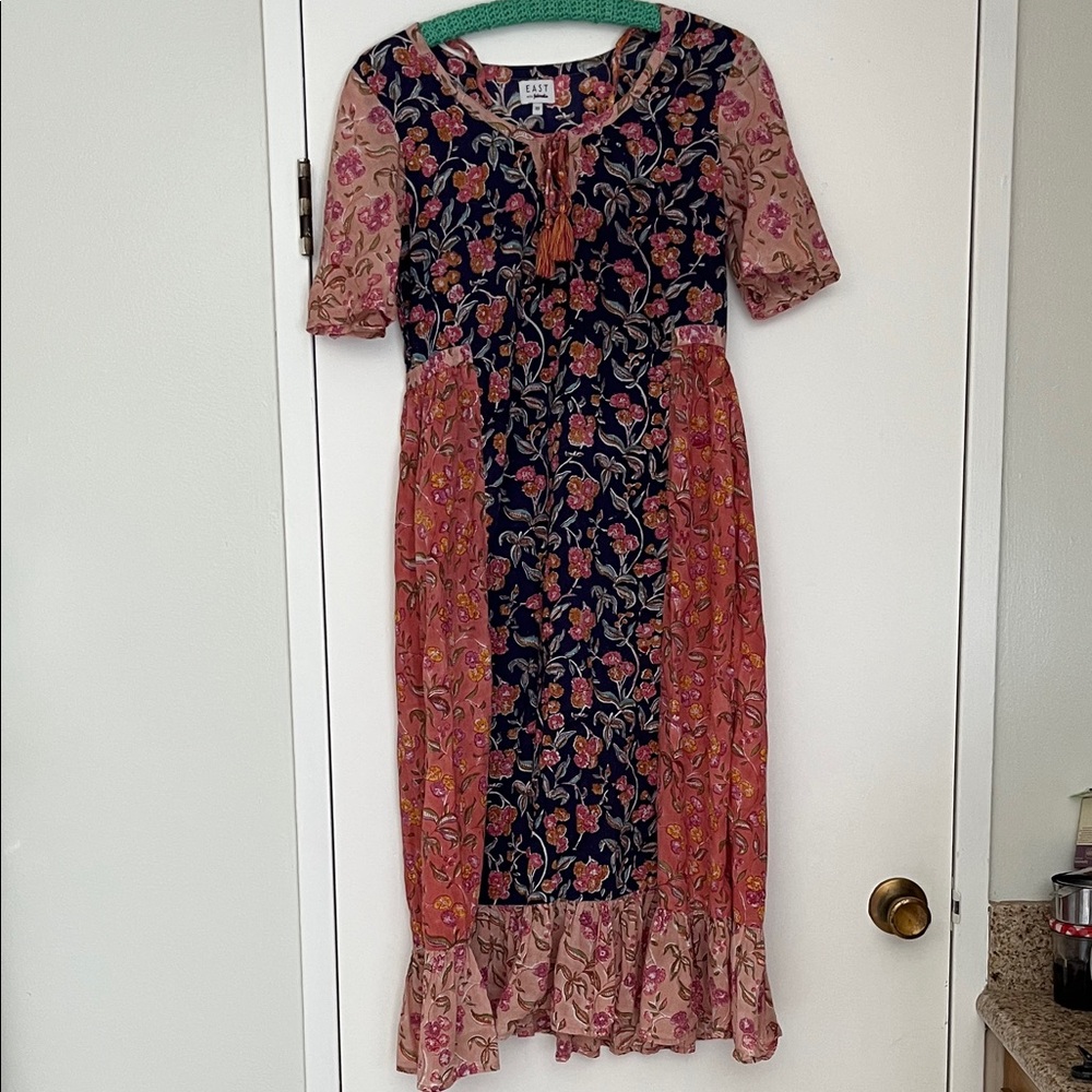 Hand block Floral Print Cotton Dress
